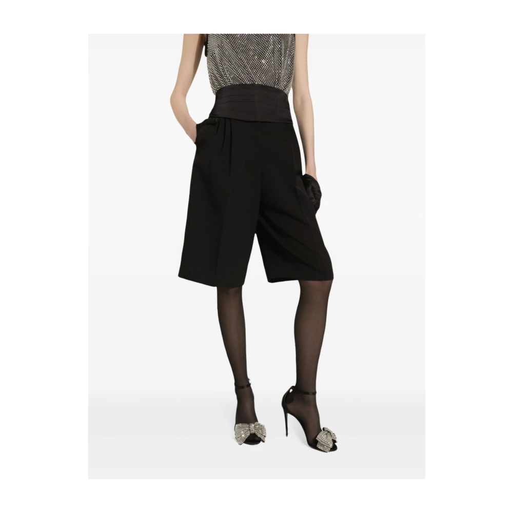 Dolce & Gabbana Zwarte Gabardine Tailored Shorts Black Dames