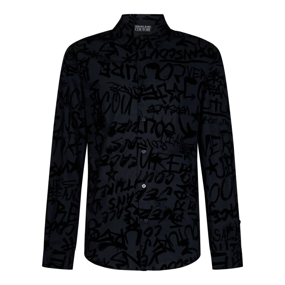 Versace Jeans Couture Zwart shirt met graffiti logo print Black Heren