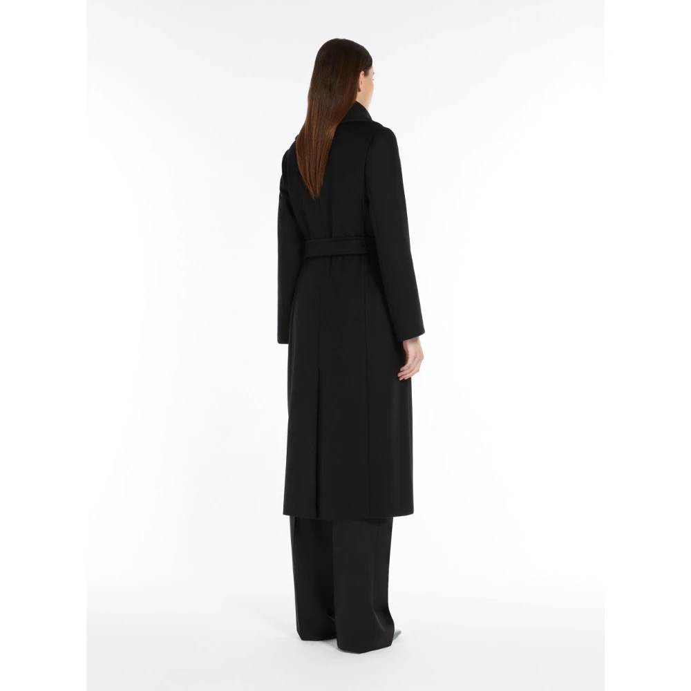 Max Mara Studio Zwarte Wol Drap Ochtendjas Jas Black Dames