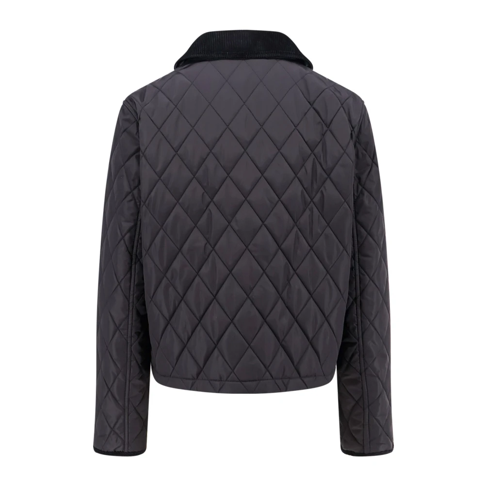 Burberry Gewatteerde Nylonjas met Fluwelen Profielen Black Dames