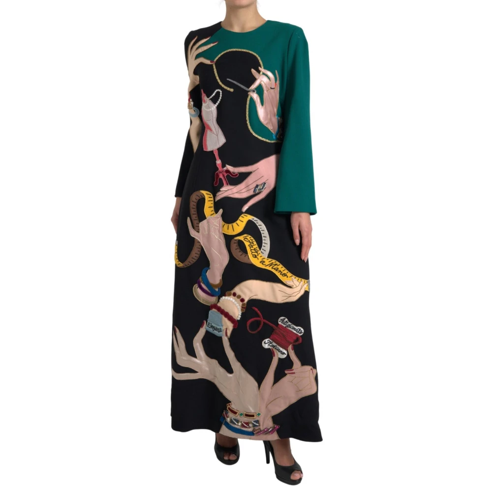 Dolce & Gabbana Multicolor Wollen A-lijn Jurk Multicolor Dames