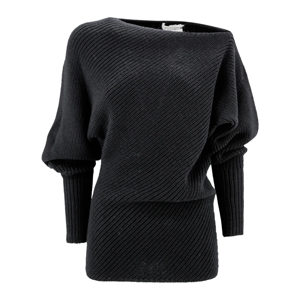 Philosophy di Lorenzo Serafini Chunky Ribbed Gebreide Batwing Sweater Black Dames