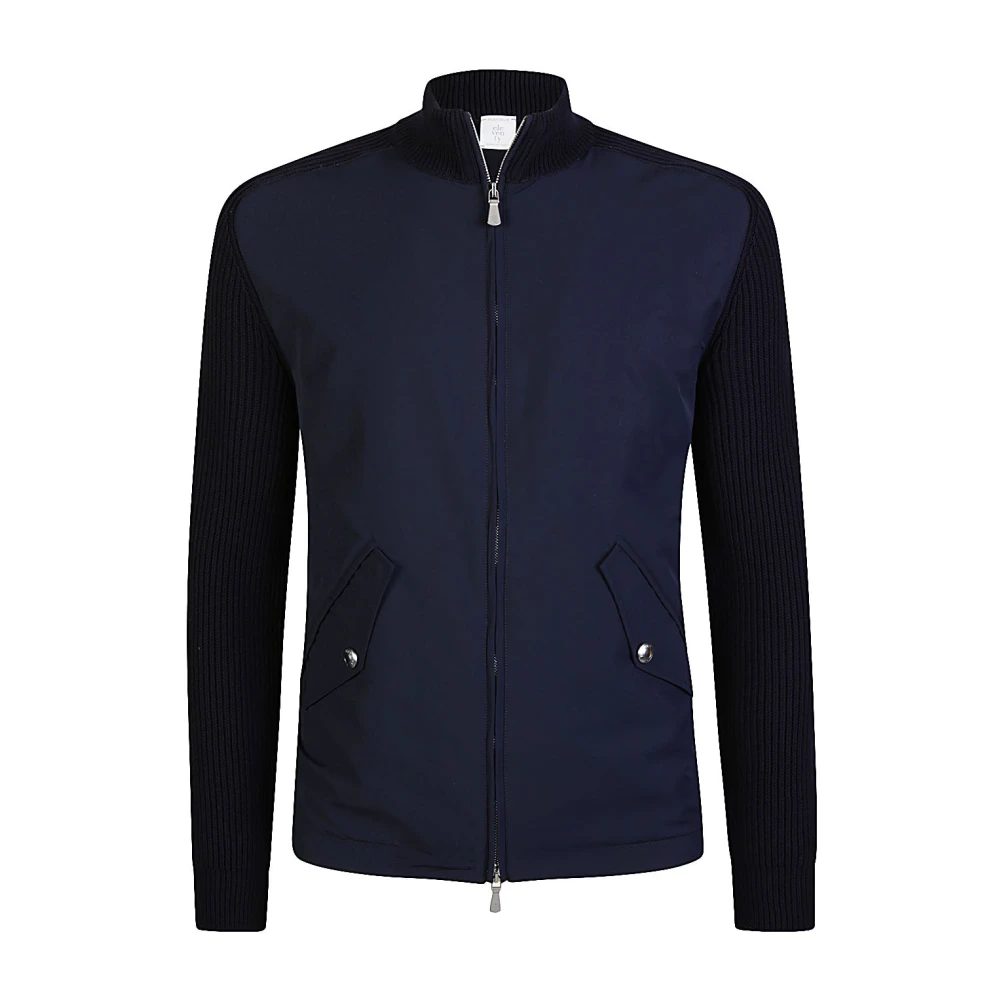 Eleventy Bimateriaal Wol Nylon Katoen Jas Blue Heren