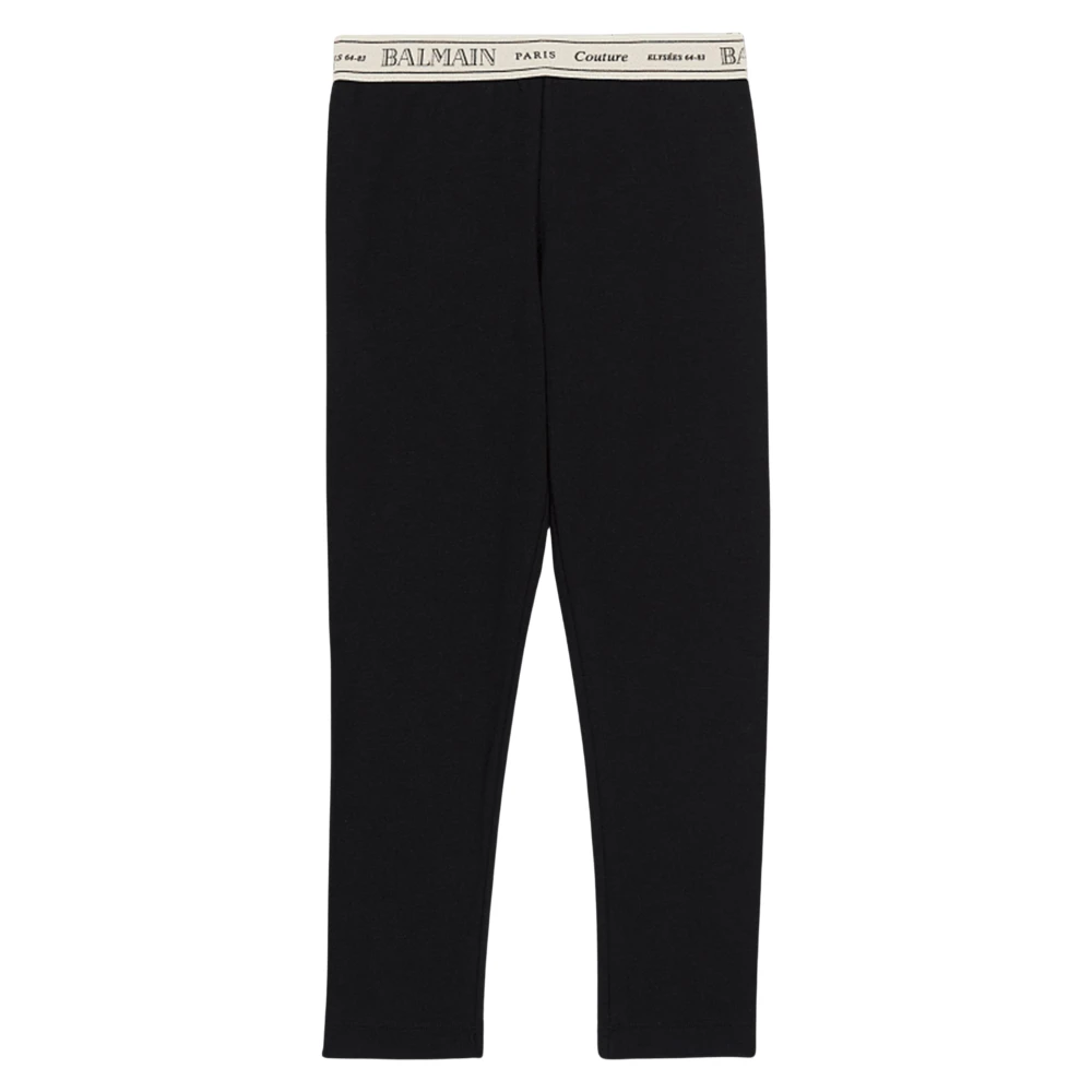 Balmain Girls Black Logo Waistband Leggings - Leggings - 2 Y - Kids
