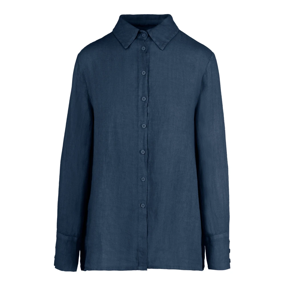 Bomboogie Femme Bleu - Chemise En Lin Avec Col - Blouses Et Chemises - Taille: 38 Fr