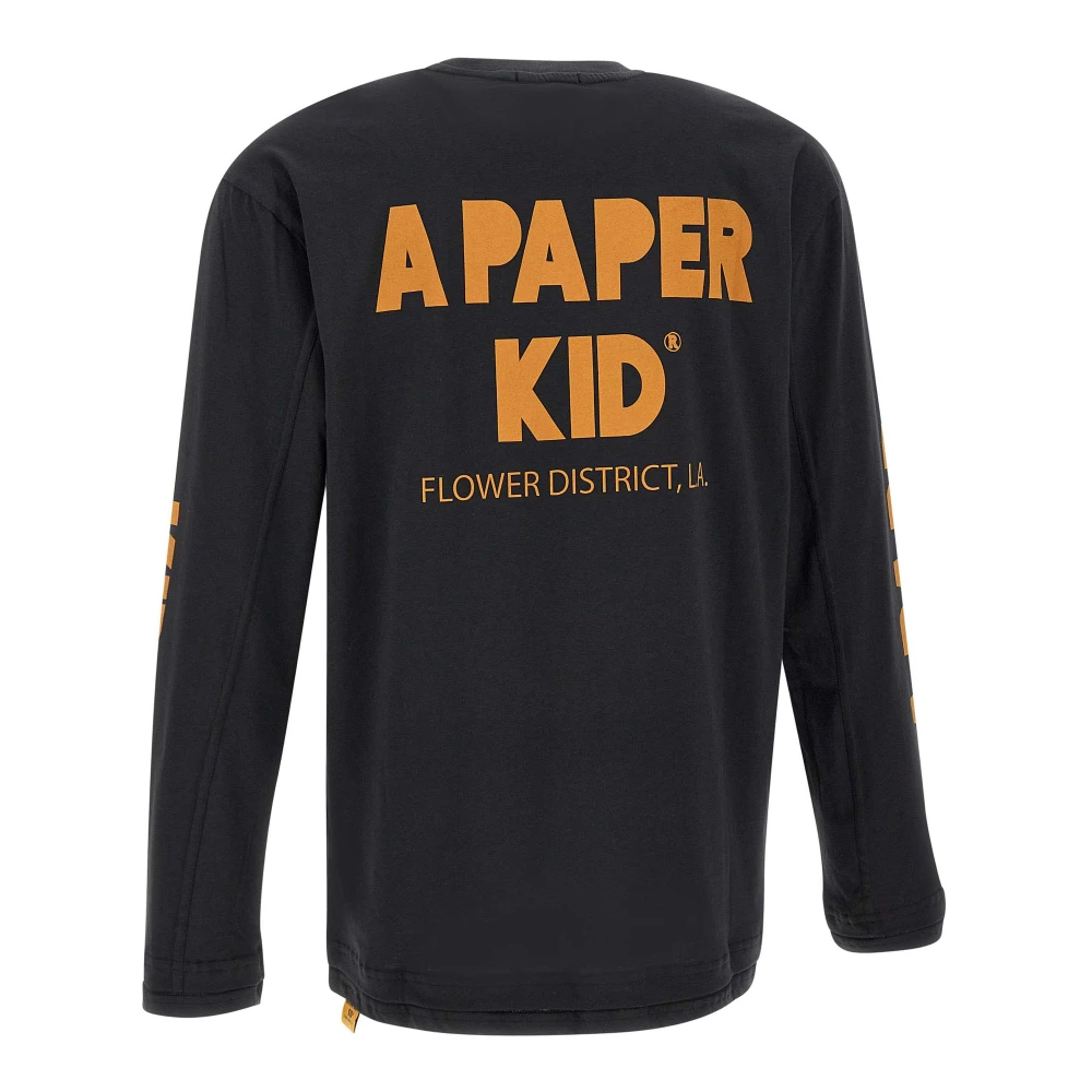A Paper Kid Zwarte Katoenen Trui met Logoprint Black Heren