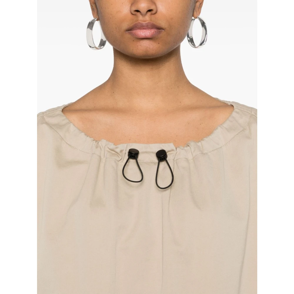 MM6 Maison Margiela Gabardine Mini Jurk met Getailleerde Hals Beige Dames