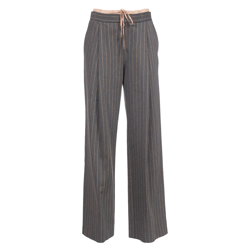 Ermanno Scervino Gestreepte Wijde Pijp Broek Brown Dames