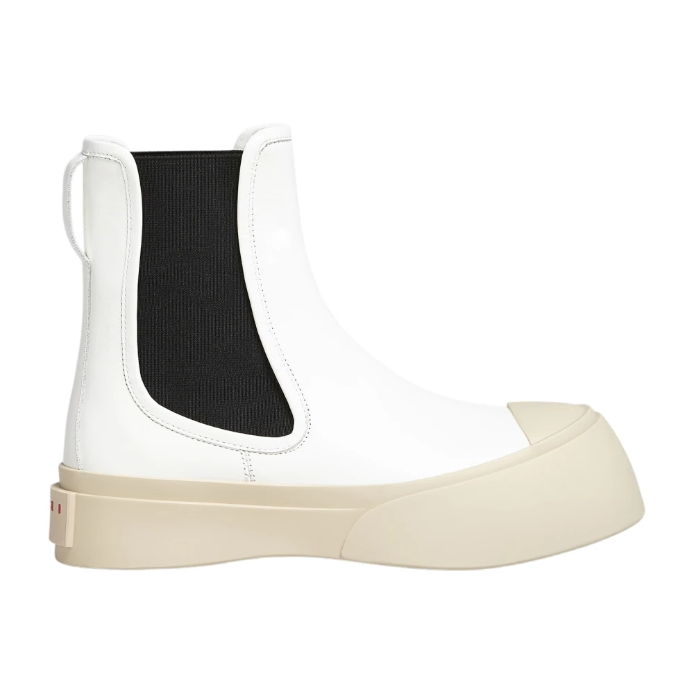 Marni Women's White Shoes, Female,, Pablo Beatle Boots In Nappa Leather Size 5 Uk