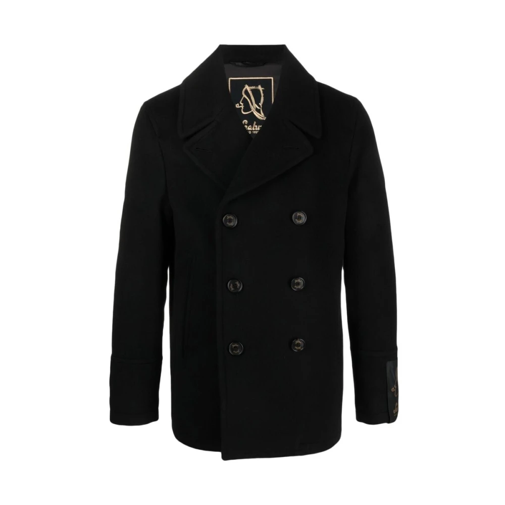 Sealup Zwarte Wol-Kasjmier Jas Black Heren