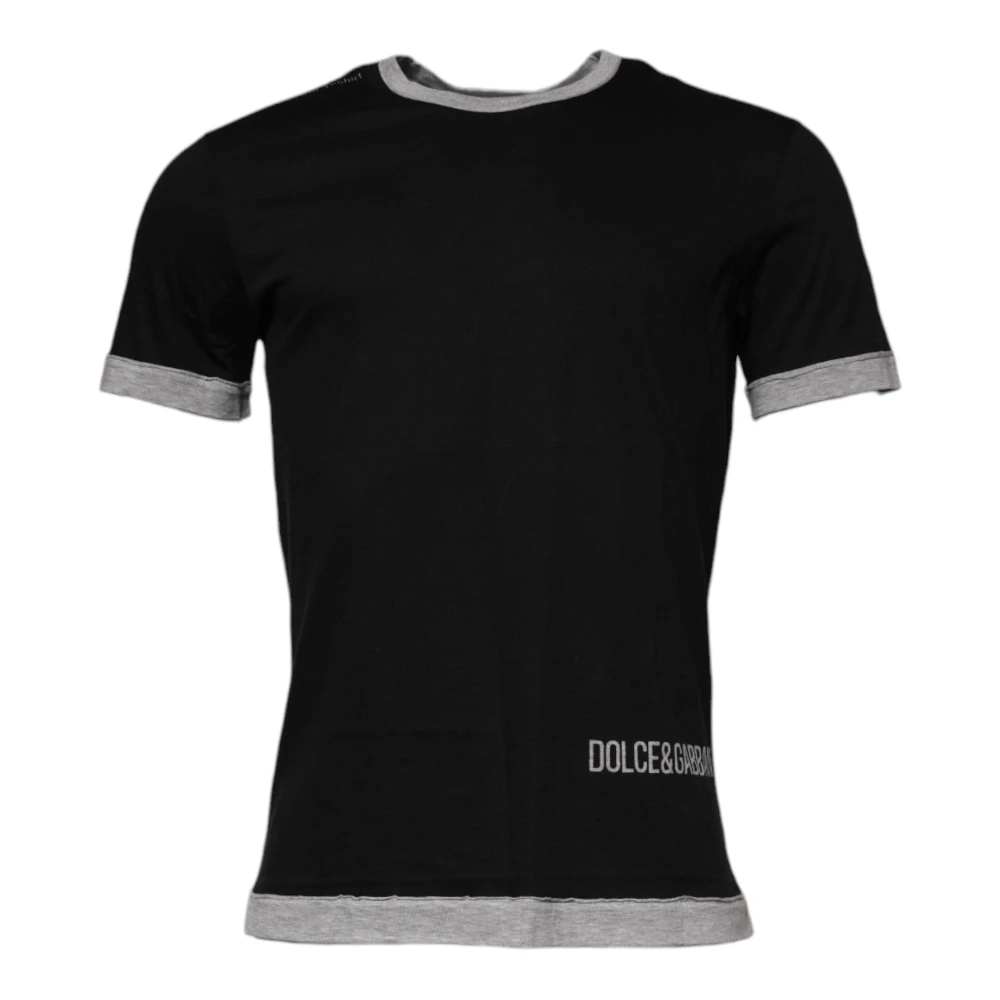 Dolce & Gabbana Men's Black Logo Cotton Crew Neck T-Shirt