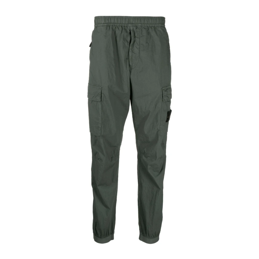 Stone Island Groene broek met verborgen zakken en elastische taille Green Heren