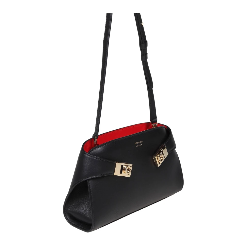 Salvatore Ferragamo Zwart rode Handtas Aw24 Black Dames