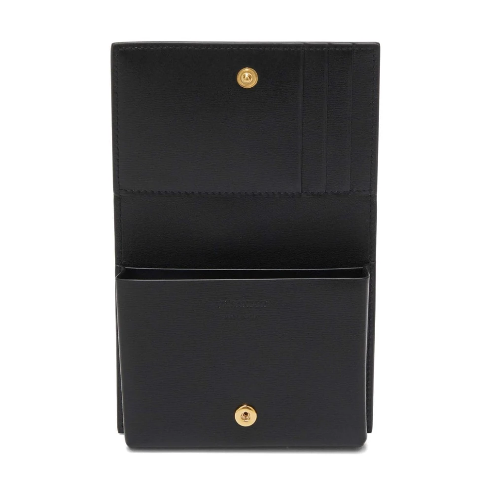 Jil Sander Zwarte Leren Portemonnee met Logostempel Black Dames