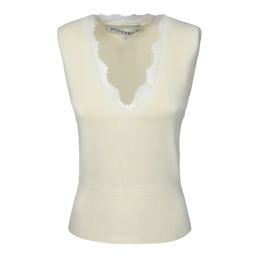 JW Anderson Ivory Lace V-Hals Vest White Dames