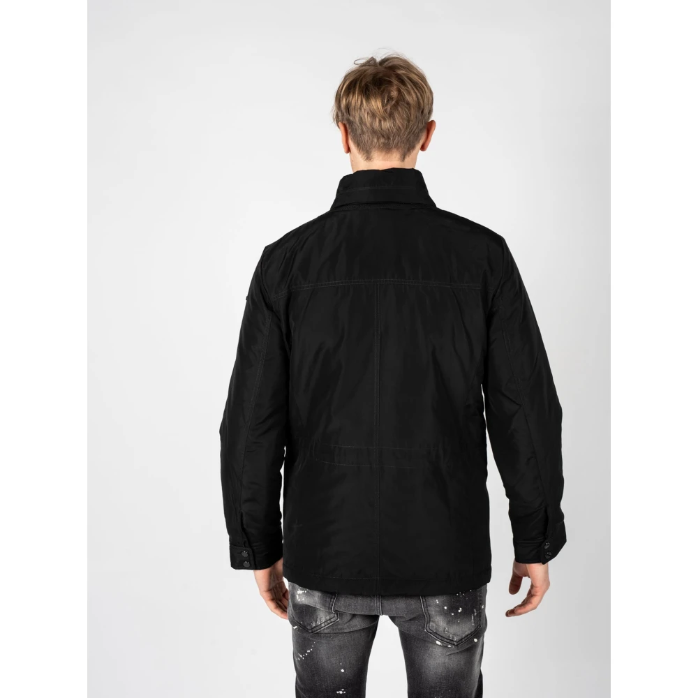 Geox Minimalistische Jas met Capuchon Black Heren