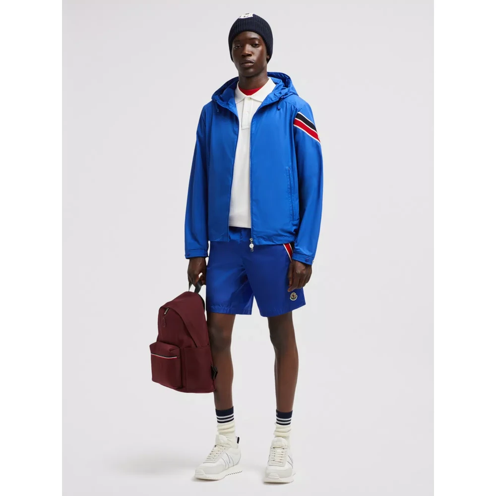 Moncler Blauwe Zee Zwemkleding Tricolor Mesh Zakken Blue Heren
