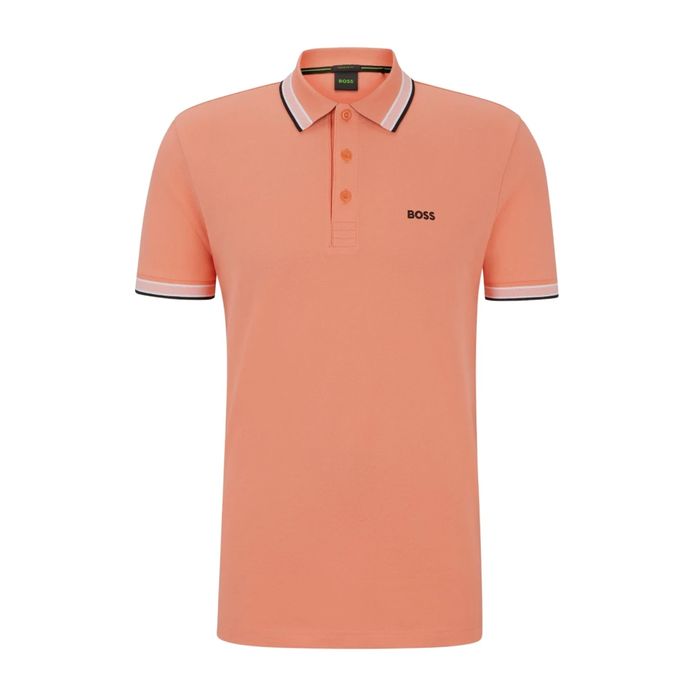 Boss Contrast Trim Polo Oranje Orange Heren