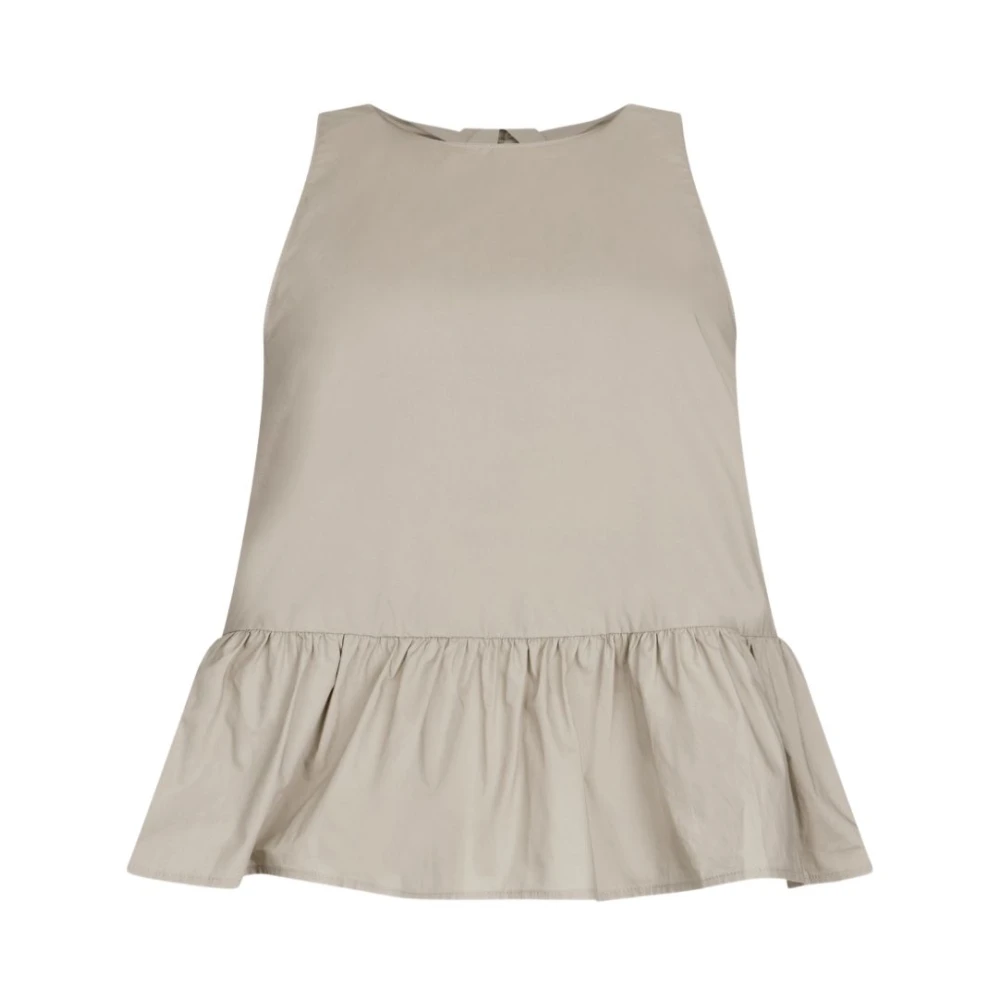 Liu Jo Women's Gray Sleeveless Tops, Xs, Poplin Top With Bow