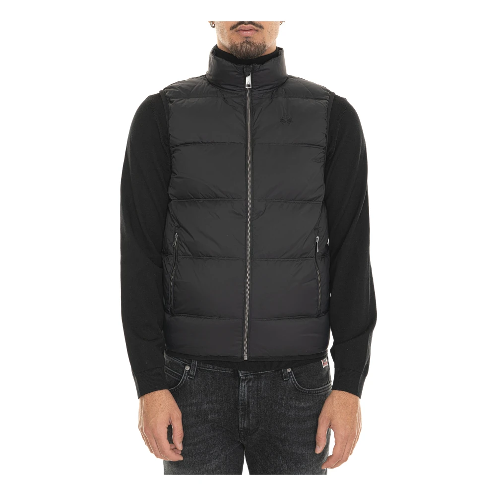 LA MARTINA Gewatteerd Zipactonal Vest met Zijlogo Black Heren