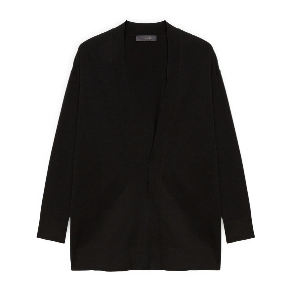 Elena Mirò Open Front Viscose Cardigan Black Dames