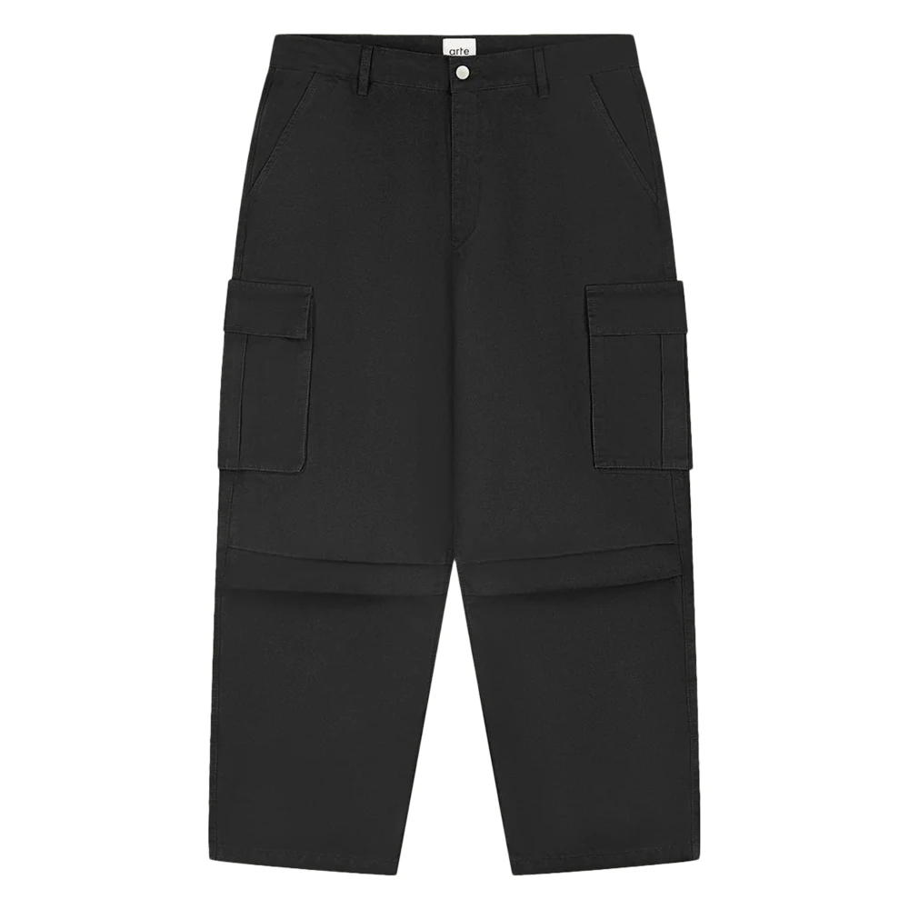 Arte Antwerp Black Wide Trousers, Male, W30, Cargo Ribstop Trousers