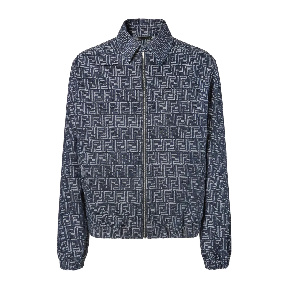 Fendi Men's Blue Jackets With Hidden Closure