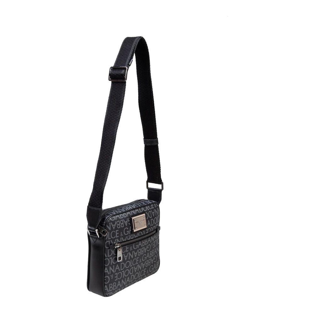 Dolce & Gabbana Zwarte Grijze Schoudertas Aw24 Black Heren