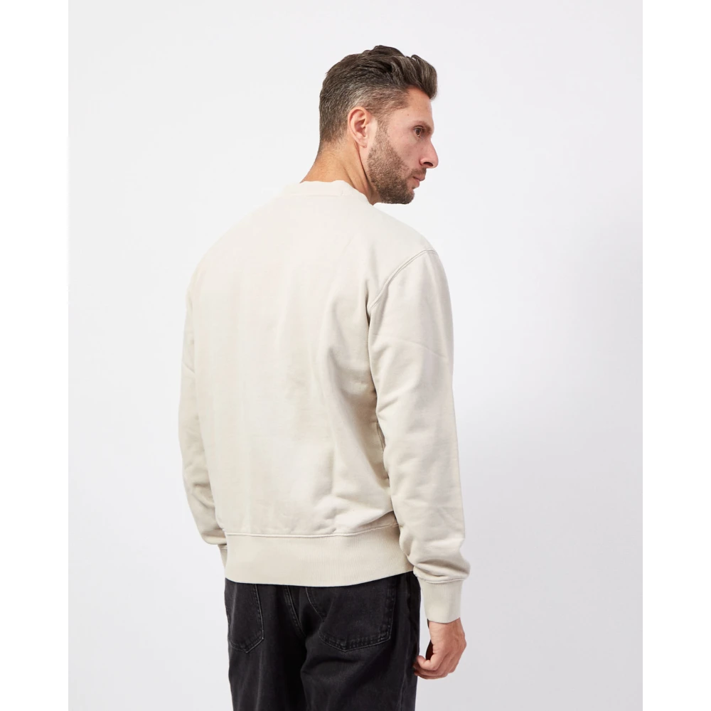 Boss Beige Crewneck Sweater Orange Collection Beige Heren