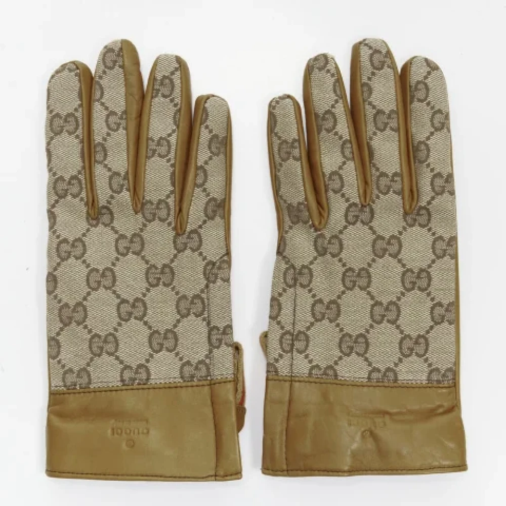 Gucci Vintage Pre-owned Canvas gloves Brown Dames