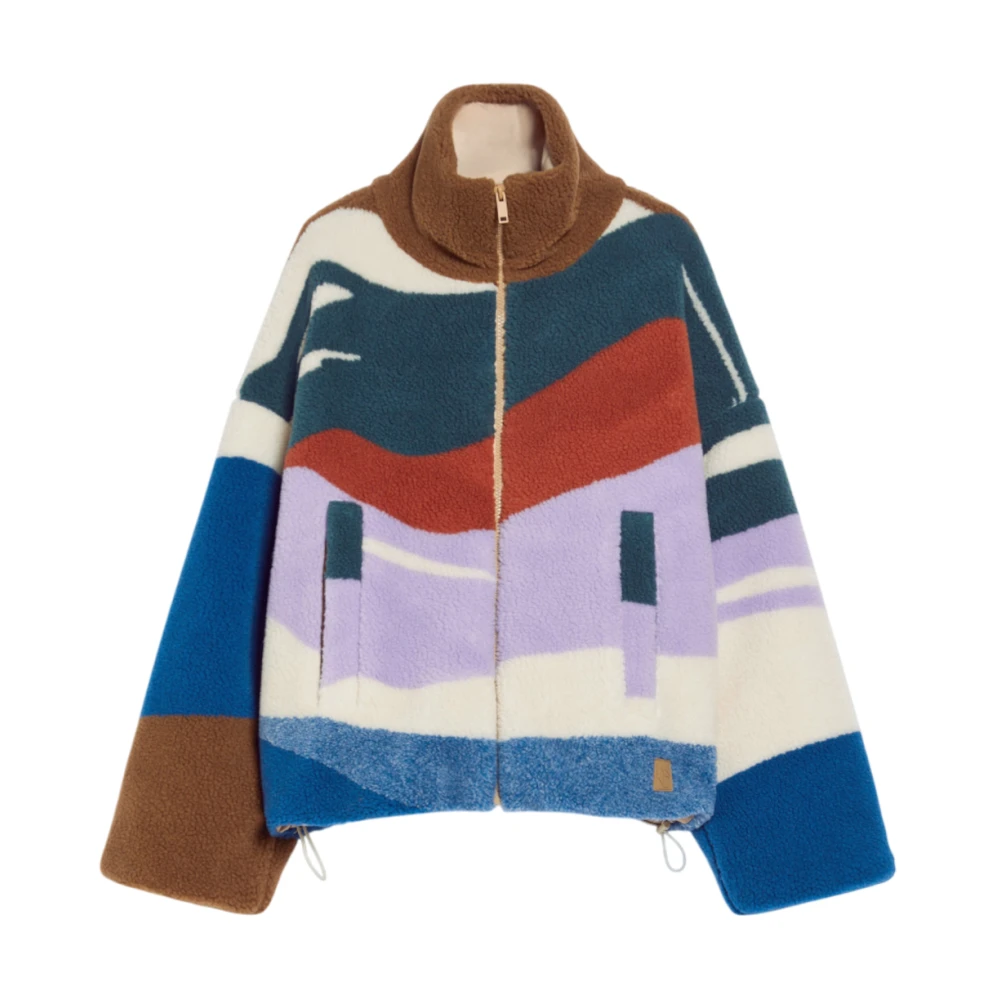 Max Mara Weekend Korte Oversized Wol Jacquard Jas Multicolor Dames