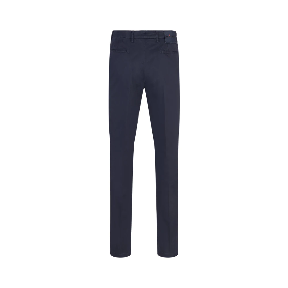 Kiton Blauwe Katoen Elastaan Slim Fit Broek Blue Heren