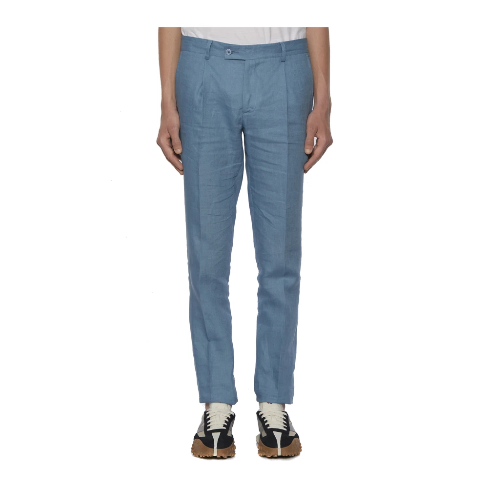Daniele Alessandrini Linnen Broek Blue Heren