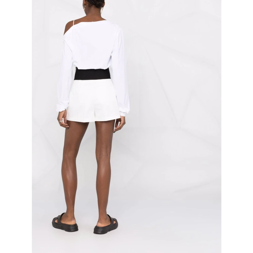 alexander wang Witte Logo Tailleband Slim Fit Shorts White Dames