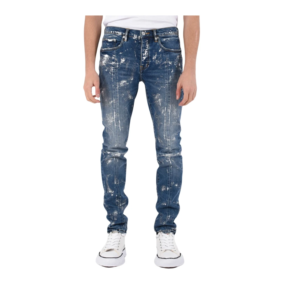 Purple Brand Skinny Jeans met verfspatten Blue Heren