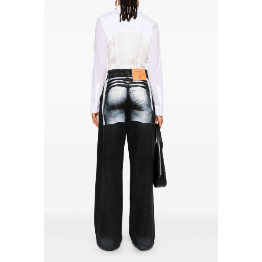 Jean Paul Gaultier Vintage Denim Printed Body Marinere Black Dames