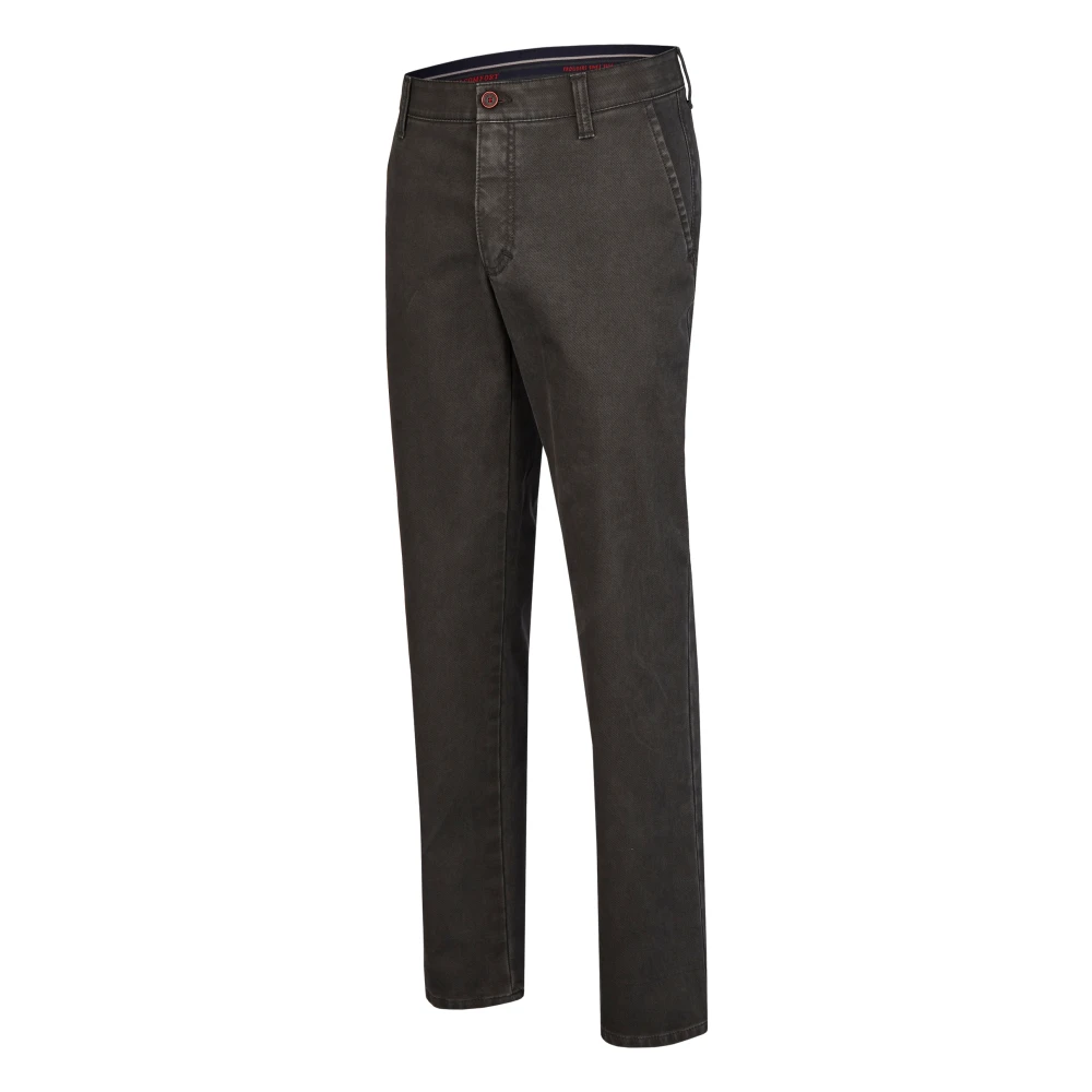 club of comfort Comfortabele platte voorkant broek met elastische tailleband en hemdstopper Gray Heren