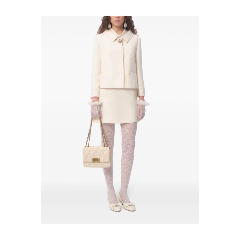 Valentino Garavani Ivoor Juweelknoop Blazer Jas Beige Dames