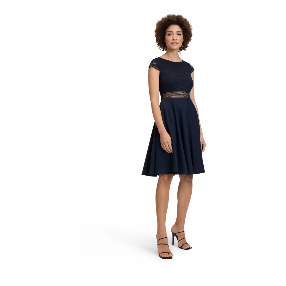 Vera Mont Kanten Avondjurk Elegant Model Blue Dames