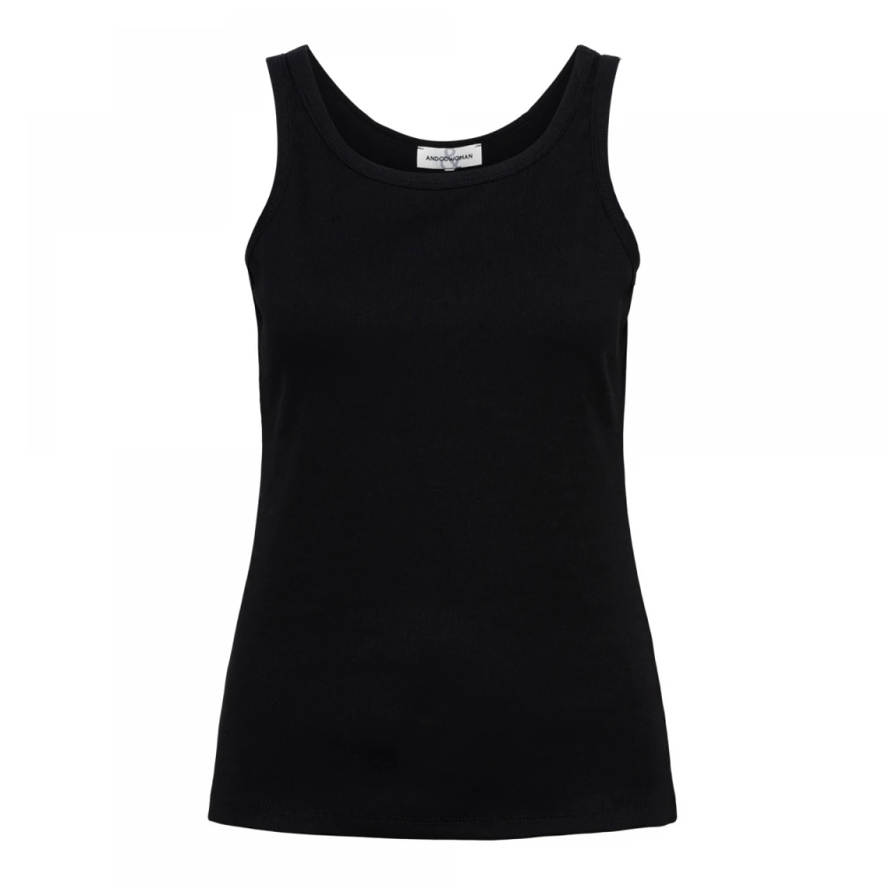 &Co Woman Top zonder mouwen Zomerse stijl Black Dames