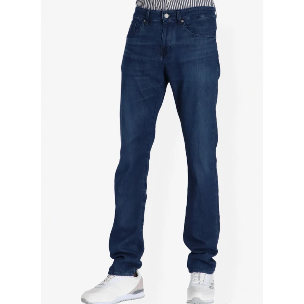 Hugo Boss Slim Fit Gewassen Logo Patch Jeans Blue Heren