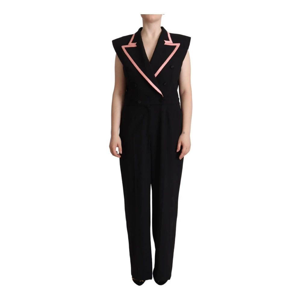 Dolce & Gabbana Women's Black Wool Blend Sleeveless Jumpsuit Dress