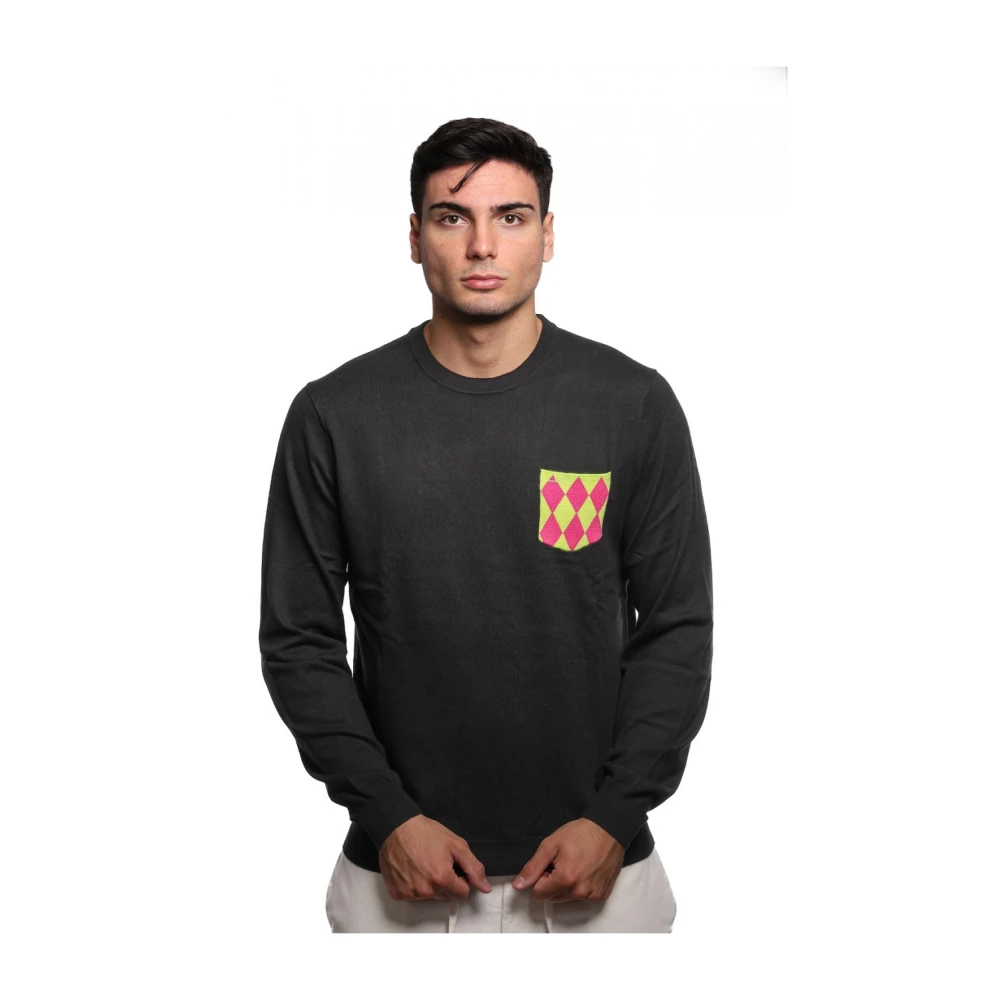 Sun68 Merino Wol Katoen Trui K44131 Black Heren