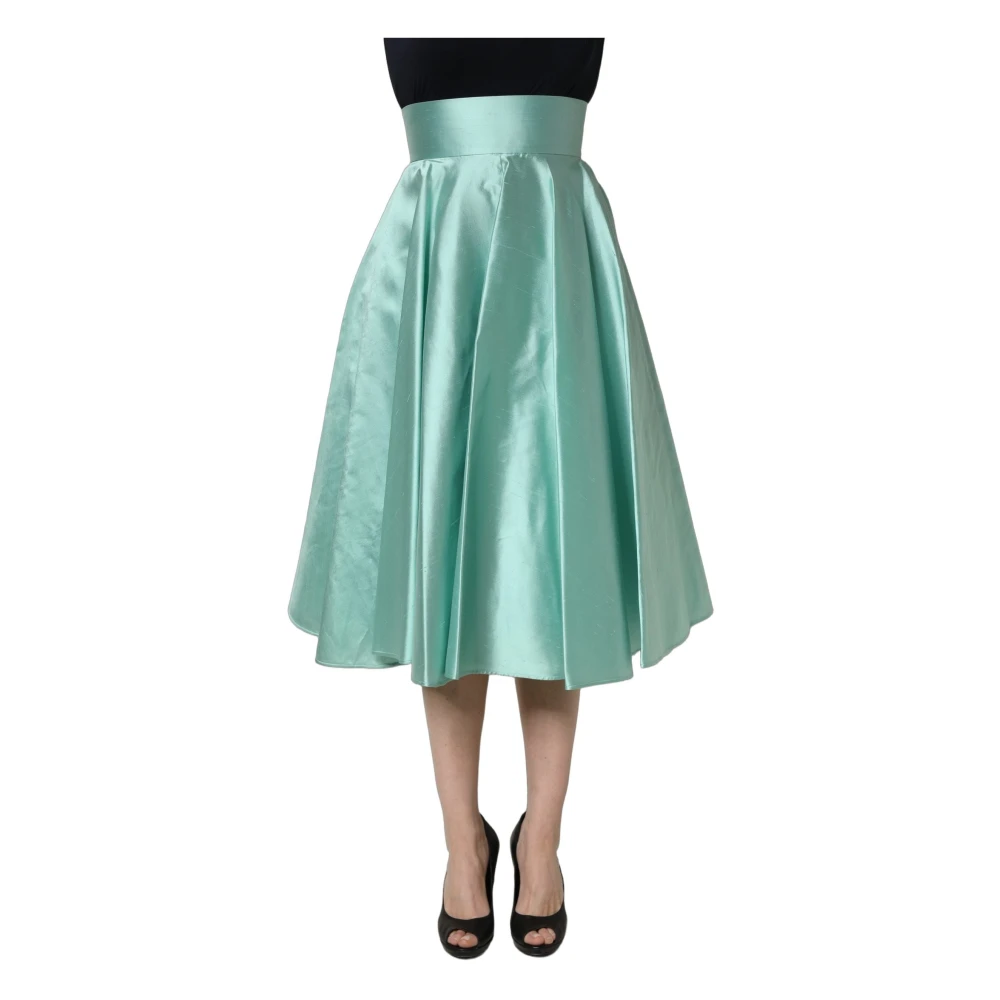 Dolce & Gabbana Women's Green Pleated A-Line Midi Skirt - Midi Skirts - 2XS - Skirts