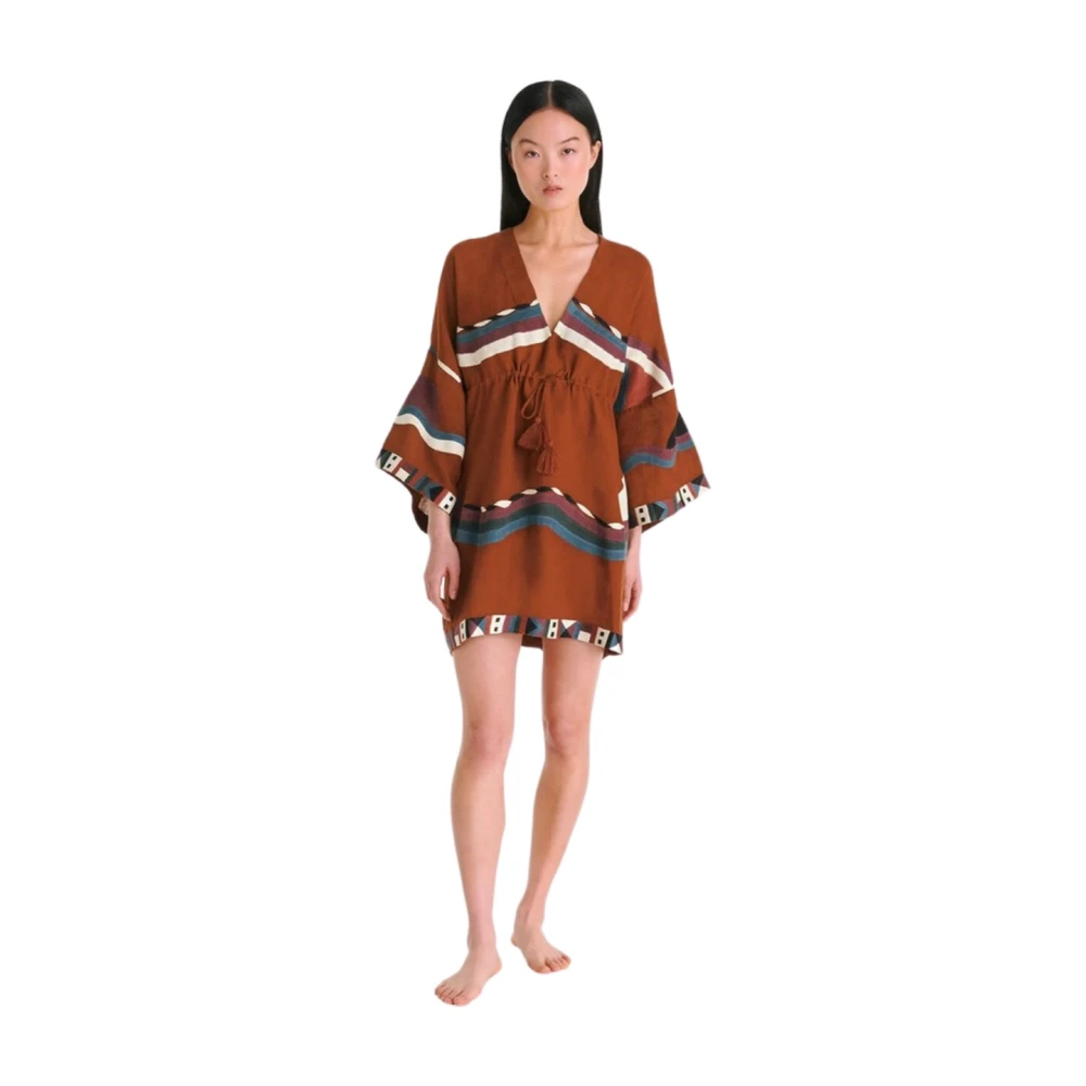 Eres Caramelo Short Kaftan voor strand Brown Dames