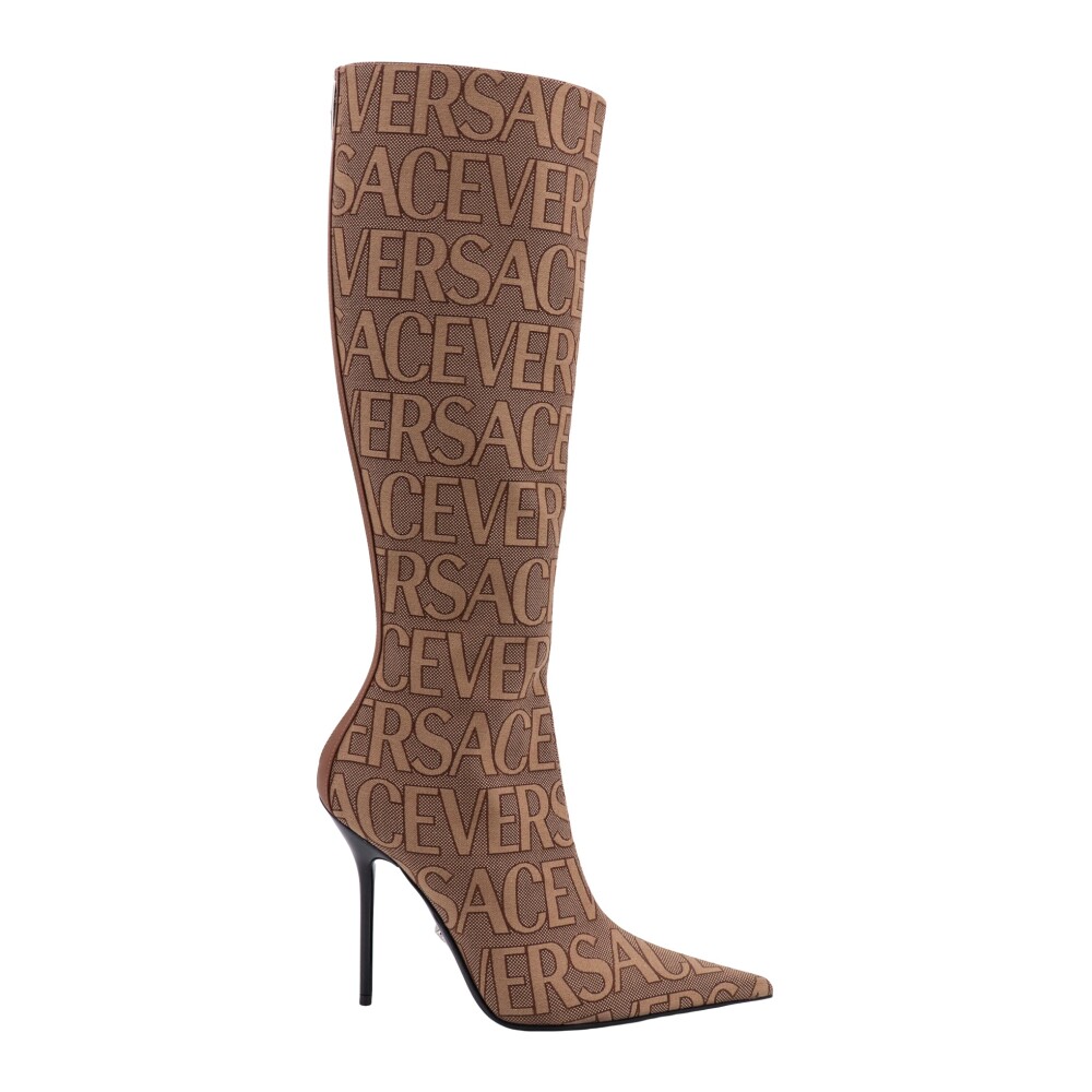 Bottines a Talon Aiguille en Toile Marron Versace Femme Miinto