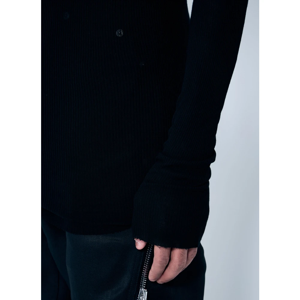 Rick Owens Sheer Rib Long Sleeve Crewneck T-Shirt Black Heren