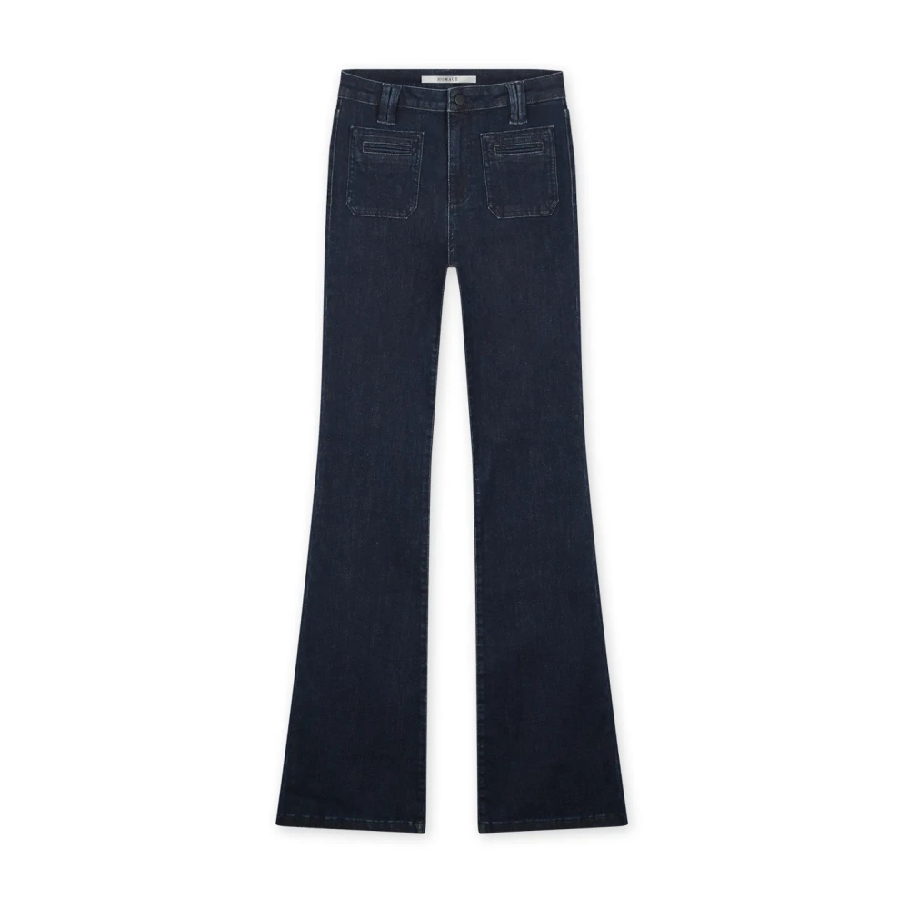 Homage Donkerblauwe Flared Jeans met Zakken Blue Dames