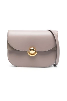 Rund Crossbody-väska i Grått Läder