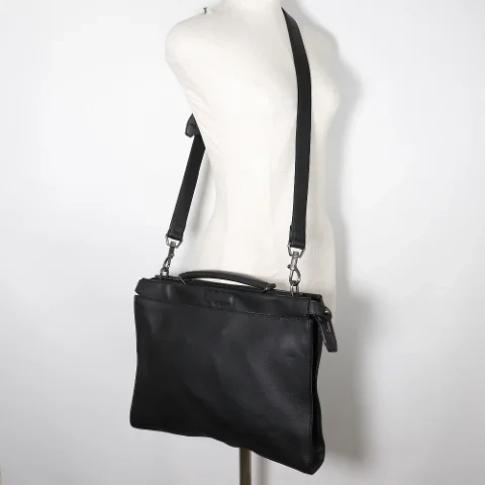 Fendi Vintage Pre-owned Leather briefcases Black Dames